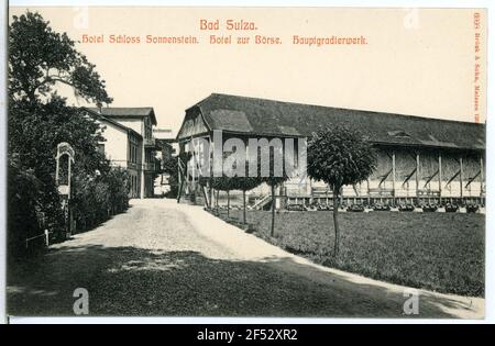 Hotel Schloß Sonnenstein, Hotel zur Börse, Haupt Gradierwerk Bad Sulza. Hotel Schloss Sonnenstein, Hotel an der Börse, Hauptnote Stockfoto