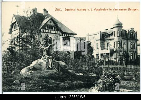 Denkmal Walter von der Vogelweide in den neuen Einrichtungen Dux. Monument Walters V.D. Vogelweide ID Neue Systeme Stockfoto