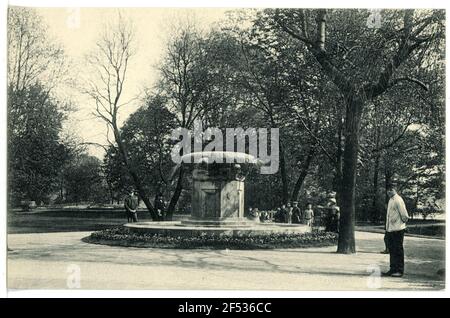 Reißverschluss Müller-Brunnen, Schloss Teichinsel Chemnitz. Reißverschluss Müller-Brunnen, Verschließinsel Stockfoto