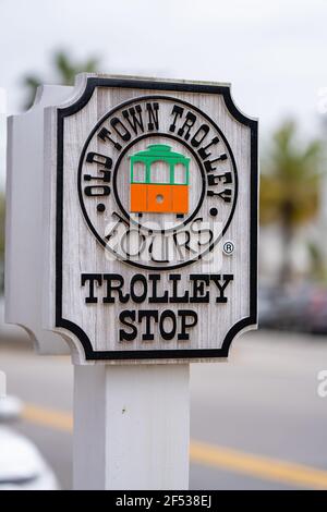 Schild für Old Town Trolley Tours St. Augustine FL USA Stockfoto