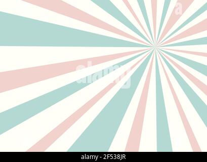 Sonnenlicht Retro horizontaler Hintergrund. Blass rosa und grüne Farbe Burst Hintergrund. Fantasy-Vektor-Illustration. Hintergrund des Strahlmusters der magischen Sonne. Stock Vektor