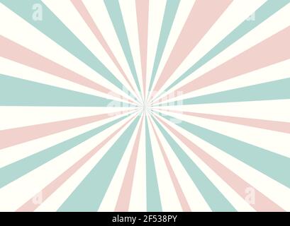 Sonnenlicht Retro horizontaler Hintergrund. Blass rosa und grüne Farbe Burst Hintergrund. Fantasy-Vektor-Illustration. Hintergrund des Strahlmusters der magischen Sonne. Stock Vektor