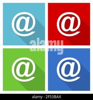 E-Mail Icon Set, flache Design Vektor Illustration in eps 10 für webdesign und mobile Anwendungen in vier Farboptionen Stock Vektor