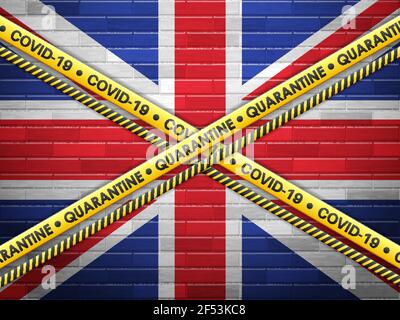Großbritannien in Quarantäne Ziegelsteine Wandhintergrund. Vektorgrafiken. Stock Vektor