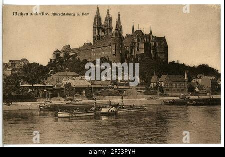 Albrechtsburg und Dom - Elbe mit Traktor Meißen. Albrechtsburg und. Dom - Elbe mit Traktor Stockfoto