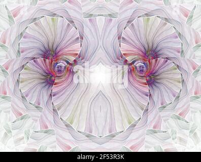 Bunte Blumenmalerei Glas Eindruck kaleidoskopischen Design. Schöne getönte Mosaik-Muster für Kunst Hintergrund, (fraktale Kirche Glasmalerei Abstraa Stockfoto