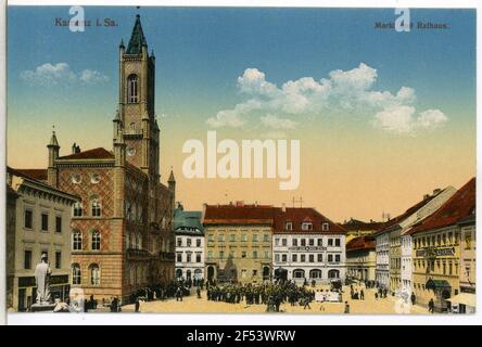 Markt und Rathaus Kamenz. Markt und Rathaus Stockfoto