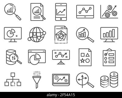 Symbol für den Überblick über die Informationstechnologie für Unternehmensdaten. Datenanalysevektor. Stock Vektor