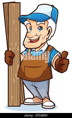 Altes Handyman Maskottchen Stock Vektor