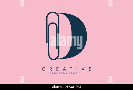 D-Letter Logo Design aus Büroklammer. Logo-Konzept für Wirtschaft und Bildung. Kreative Vektor-Illustration mit Buchstabe D. Stock Vektor
