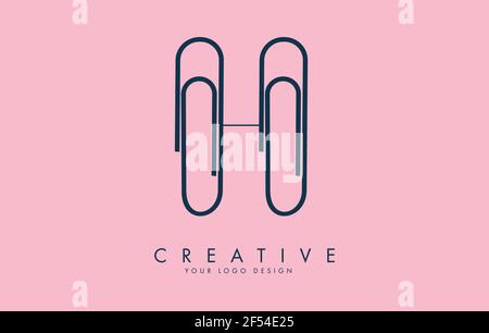 H Buchstabe Logo Design aus Büroklammer. Logo-Konzept für Wirtschaft und Bildung. Kreative Vektor-Illustration mit dem Buchstaben H. Stock Vektor