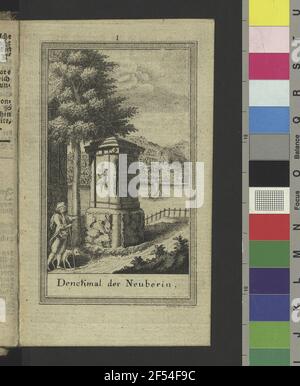 Liebe, Gottlob August: Denkmal der Neuberin. Kupferstich; 10,7 x 7 cm (Blattgröße). Abb. I Off: Theaterkalender, über das Jahr 1777. Hrsgg. Von Heinrich August Ottokar Reichard. Gotha, Carl Wilhelm Ettinger. Dresden: Slub Dramat,234 Stockfoto