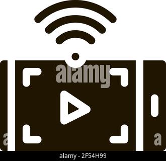 Video ansehen mit WiFi-Symbol Vektor Glyph Illustration Stock Vektor