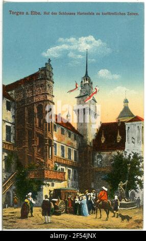 Hof des Schlosses Hartenfels in der Wahlzeit Torgau. Hof des Schlosses Hartenfels in Kurfürstl. Zeit Stockfoto