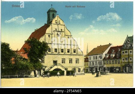 Markt mit Rathaus Grimma. Markt mit Rathaus Stockfoto