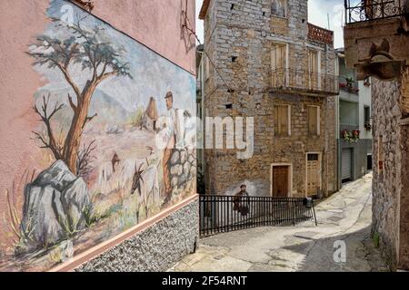 Geographie / Reisen, Italien, Sardinien, Wandmalerei, Wandbild, Orgòsolo, Mitte des Widerstands und des , Additional-Rights-Clearance-Info-not-available Stockfoto