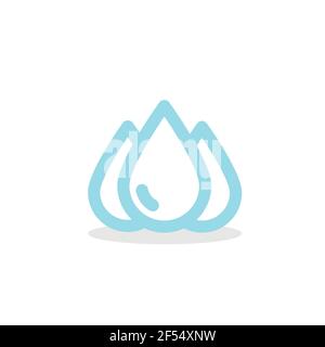 Wassertropfensymbol. Blauer Umriss. Vektor-Illustration, flaches Design Stock Vektor