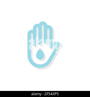 Hand mit Wassertropfen-Symbol. Vektor-Illustration, flaches Design Stock Vektor