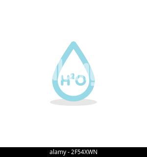 Wassertropfensymbol. H2O. Blauer Umriss. Vektor-Illustration, flaches Design Stock Vektor