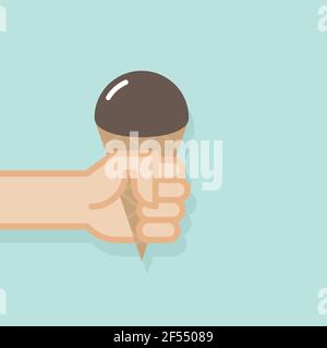 Eis in der Hand halten. Vektor-Illustration, flaches Design Stock Vektor