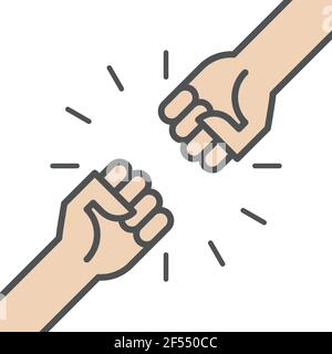 Symbol für Fauststoß. Zwei Fäuste schlagen. Vektor-Illustration, flaches Design Stock Vektor