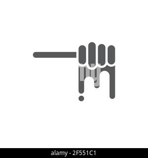 Honey Dipper Stick Symbol isoliert auf weißem Hintergrund. Honigpfanne. Symbole farbige quadratische Schaltflächen festlegen. Vektorgrafik Stock Vektor