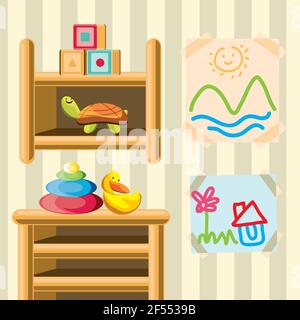 Kinderzimmer Regal Spielzeug Stock Vektor