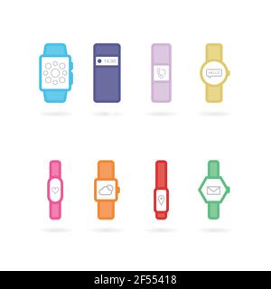 Set: Smart Watch-Symbole. Vektor-Illustration, flaches Design Stock Vektor