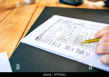 US-Einkommensteuererklärung 1040 Stockfoto