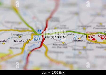 Horncastle wird auf einer Geografie- oder Straßenkarte angezeigt Stockfoto