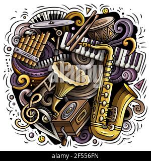 Cartoon Vektor-Doodles Klassische Musik Illustration Stock Vektor