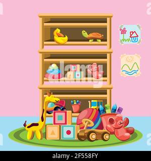 Kinderzimmer Regal Spielzeug Stock Vektor