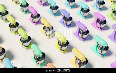 Muster von Küchenarmaturen mit verschiedenen Farben Stockfoto