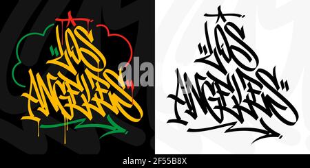 Los Angeles Abstrakt Hip Hop Urban Hand Geschrieben Graffiti Style Vektorgrafik Kalligraphie Stock Vektor