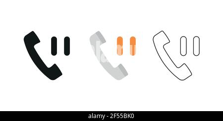 Retro-Telefonhörer. Drei verschiedene Stile: Schwarz, Farbe und Umriss. Symbol des Mobilteils. Pausenzeichen. Vektor-Illustration, flaches Design Stock Vektor