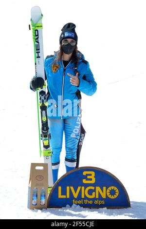 Livigno, Livigno, Italien, 24. März 2021, Caroline Pichler Dritte im Rahmen der Absolute Italian Alpine Ski Championships 2021, Alpinskirennen - Foto Giorgio Panacci / LM Stockfoto