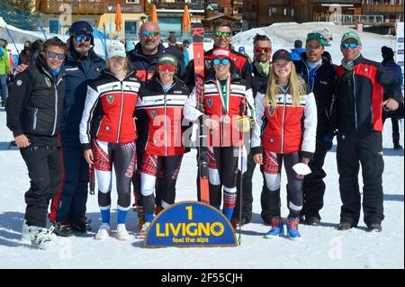 Livigno, Livigno, Italien, 24 Mär 2021, Carabinieri Ski Team während der Absolute Italian Alpine Ski Championships 2021, Alpin Ski Race - Photo Giorgio Panacci / LM Stockfoto