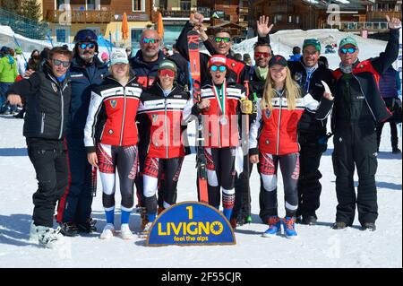 Livigno, Livigno, Italien, 24 Mär 2021, Carabinieri Ski Team während der Absolute Italian Alpine Ski Championships 2021, Alpin Ski Race - Photo Giorgio Panacci / LM Stockfoto