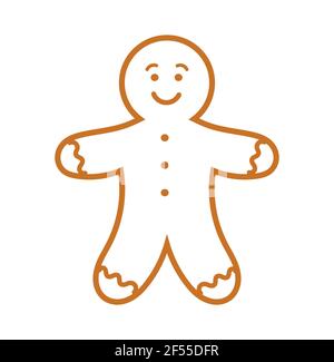 Lebkuchen Mann lineare Symbol. Vektorgrafik Stock Vektor