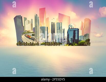 Collage über Miami, Florida, Vereinigte Staaten von Amerika. Es ist ein weltberühmter Reiseort. Stockfoto