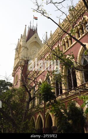 Der Hohe Gerichtshof Von Kalkutta, Kalkutta, Westbengalen, Indien. Es ist das älteste hohe Gericht in Indien. Es wurde am 1st. Juli 1862 unter dem Obersten Gerichtshof gegründet. Stockfoto