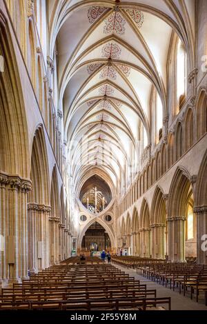 Das Innere der Kathedrale von Wells, Wells, Somerset UK Stockfoto