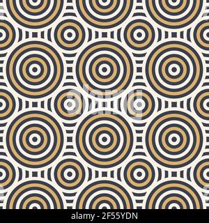 Abstraktes Nahtmuster. Konzentrische Kreise. Sich überschneidende sich wiederholende Kreise Hintergrund. Überlappende Kreise. Stylische Textur. Stock Vektor