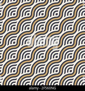 Nahtlos abstrahieren. Nahtloses geflochtenes lineares Muster, wellige Linien. Endlos gestreifte Textur mit Wickelelementen. Vektor geometrische Farbe Hintergrund. Stock Vektor