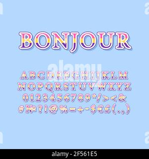 Bonjour vintage 3D Vektor Alphabet Set Stock Vektor