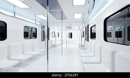 Dreidimensionale Darstellung des Innenraums der modernen U-Bahn Stockfoto