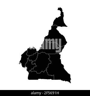 Kamerun Landkarte Vektor mit regionalen Gebieten Stock Vektor