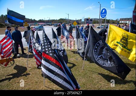 Eine Anti-Zensur-Kundgebung auf Cape Cod, USA. Bekämpfung der Zensur herausragen. Stockfoto