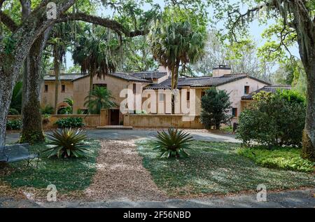 Pinewood Estate, Villa im mediterranen Stil, Architekt Charles Wait, großes Haus, Landschaftsarchitekt William L. Phillips, 1930s, Florida, Bok Tower Stockfoto