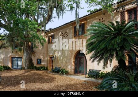 Pinewood Estate, Villa im mediterranen Stil, Rückansicht, Architekt Charles Wait, großes Haus, Landschaftsarchitekt William L. Phillips, 1930s, Florida, Stockfoto